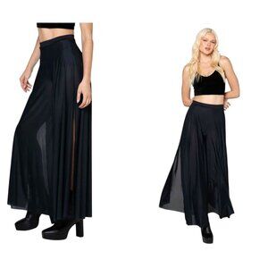 Blackmilk Black Wide-Leg High-Slit Maxi Pants